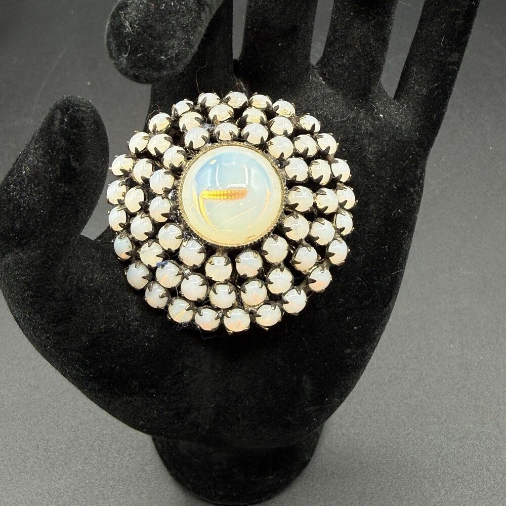 Vtg Original by Robert Moonstone Domed Cabochon Pin Brooch Opalescent Pendent